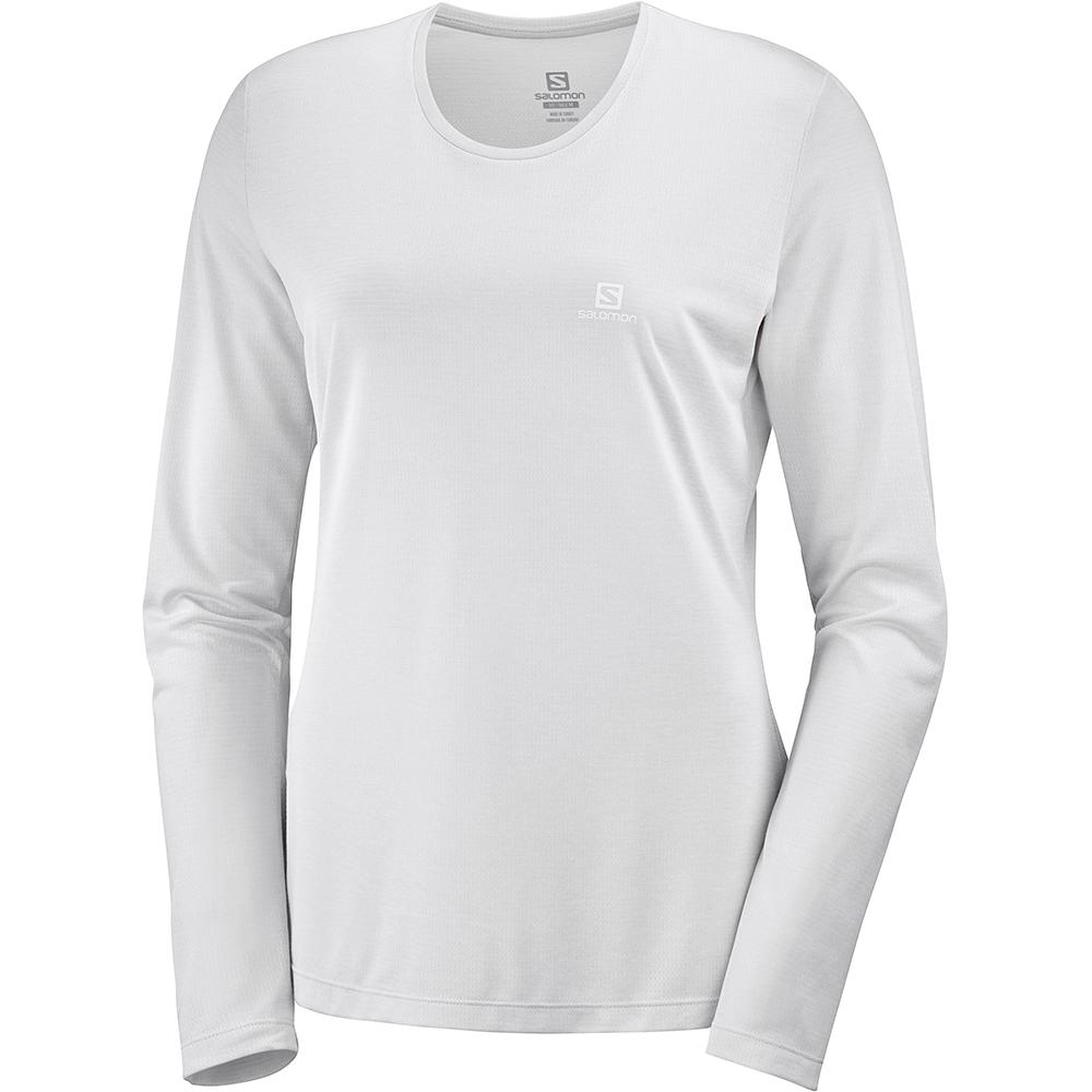 Salomon AGILE LS W - Womens Long-Sleeve Tee - Light Grey - NZ (72856-UKGF)